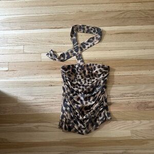Zara Animal Print Halter Top